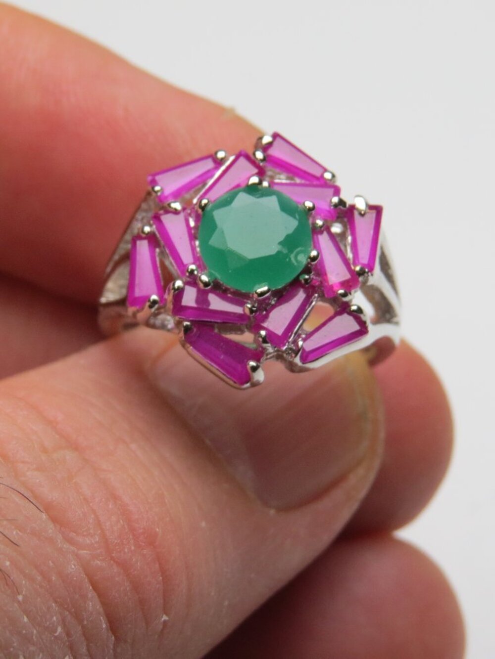 14k  Emerald Ruby Ring